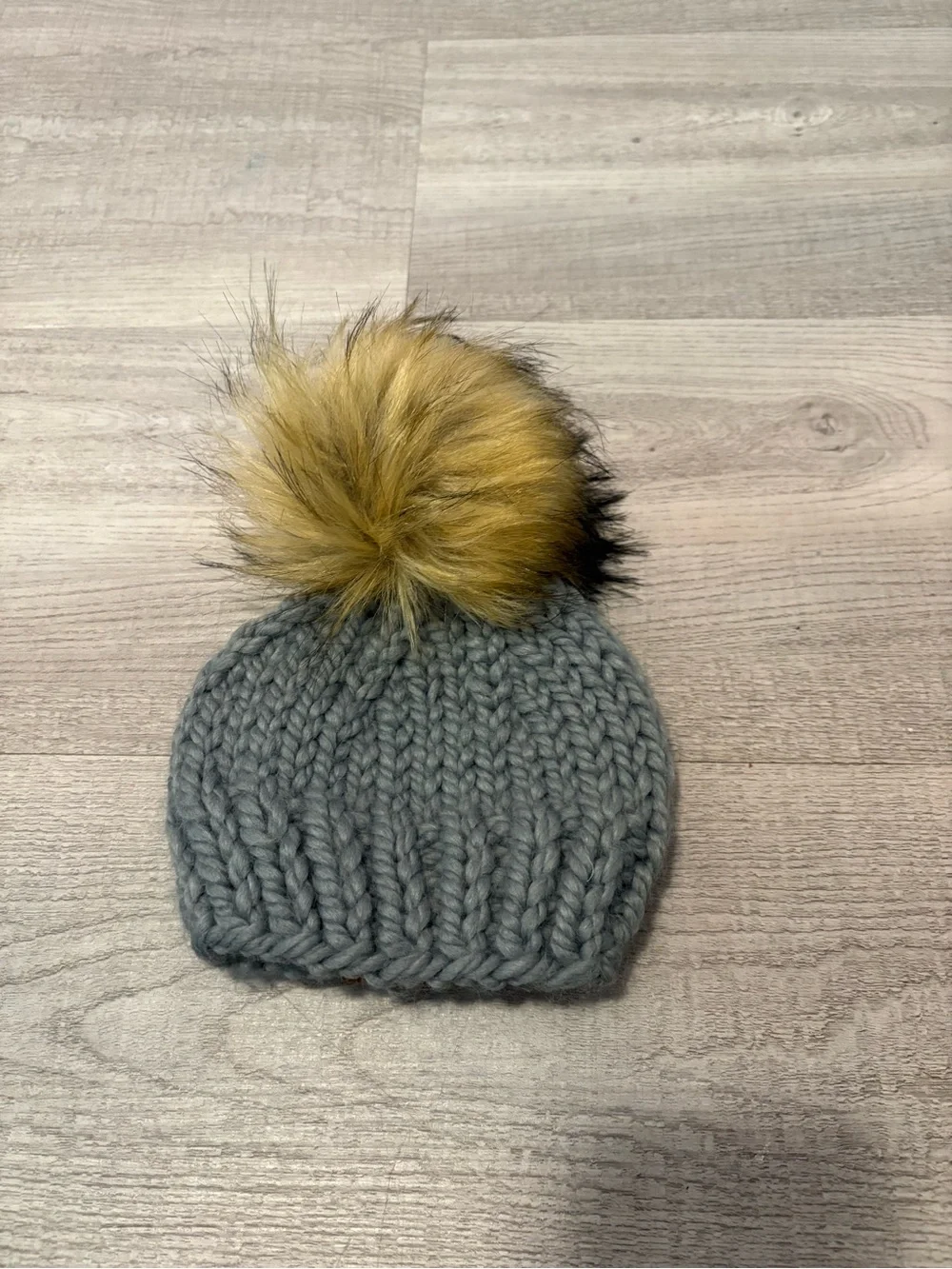 b.e. happe hand knit infant beanie with Pom Pom